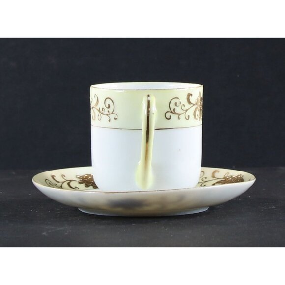 Teacup and Saucer Demitasse 1950s Japan Hand Painted 24k Gold Trim GC - Picture 3 of 12